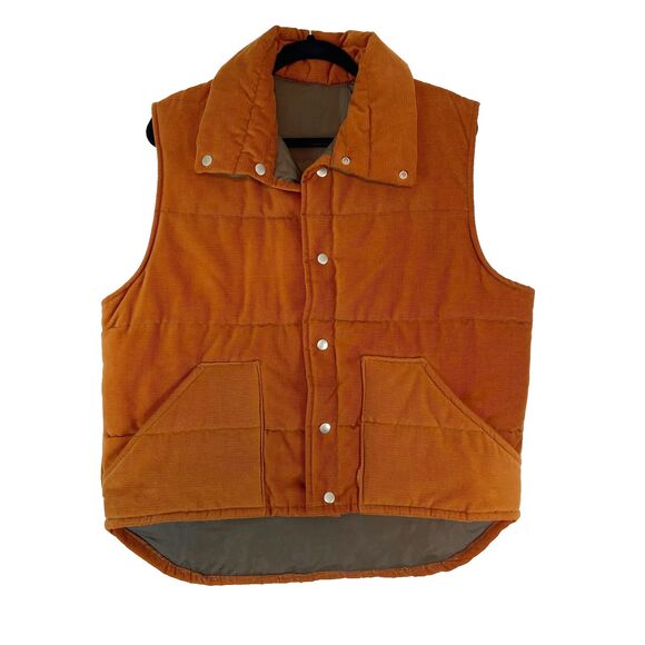 Vintage Haband Vest Mens Large Orange Brown Corduroy Retro Western Yellowstone - Picture 1 of 6